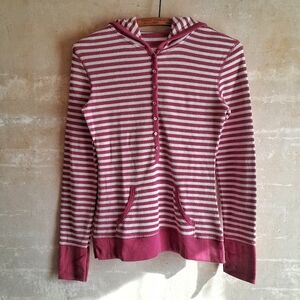 347a. pink vintage So hooded striped y2k long sleeve, M